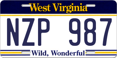 WV license plate NZP987