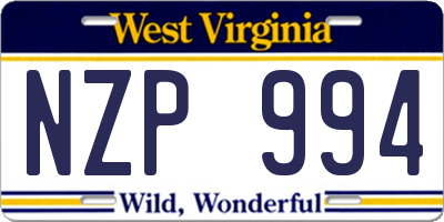 WV license plate NZP994