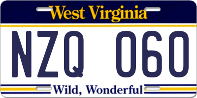 WV license plate NZQ060