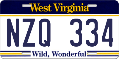 WV license plate NZQ334