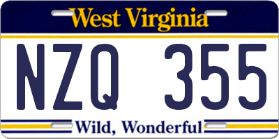 WV license plate NZQ355