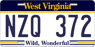 WV license plate NZQ372