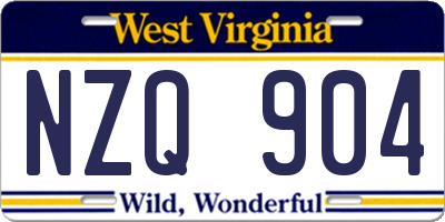 WV license plate NZQ904