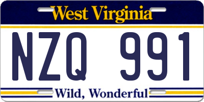 WV license plate NZQ991