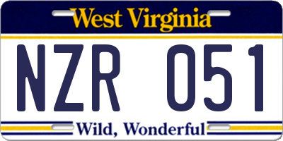 WV license plate NZR051