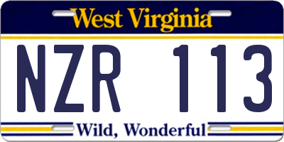 WV license plate NZR113