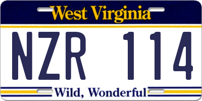 WV license plate NZR114