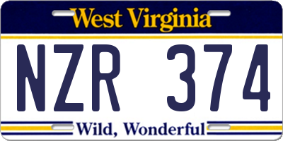 WV license plate NZR374