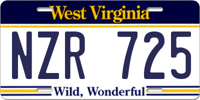 WV license plate NZR725