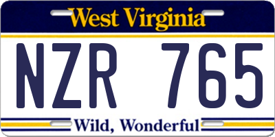 WV license plate NZR765
