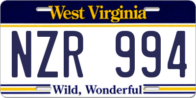 WV license plate NZR994