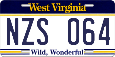 WV license plate NZS064