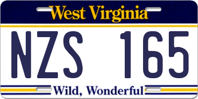 WV license plate NZS165