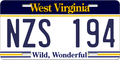 WV license plate NZS194