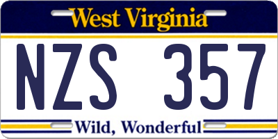 WV license plate NZS357