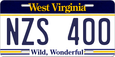 WV license plate NZS400