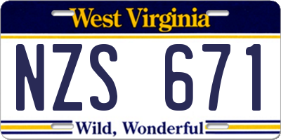 WV license plate NZS671