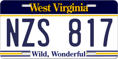 WV license plate NZS817