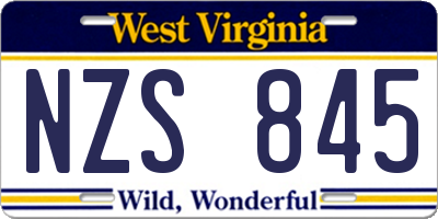 WV license plate NZS845