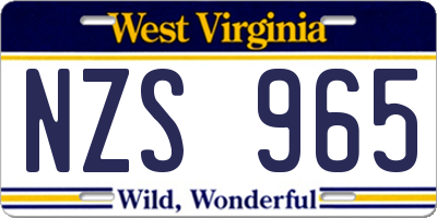 WV license plate NZS965