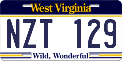WV license plate NZT129