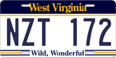 WV license plate NZT172