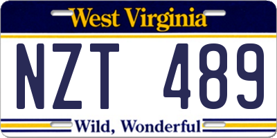 WV license plate NZT489
