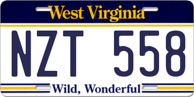 WV license plate NZT558
