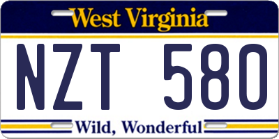WV license plate NZT580