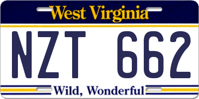 WV license plate NZT662