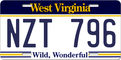 WV license plate NZT796