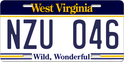 WV license plate NZU046