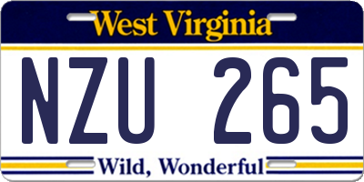 WV license plate NZU265