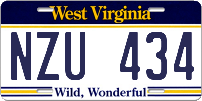 WV license plate NZU434
