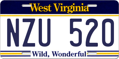 WV license plate NZU520
