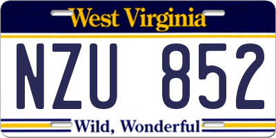 WV license plate NZU852