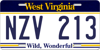 WV license plate NZV213