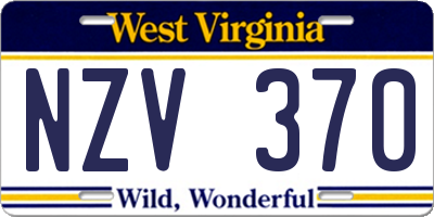 WV license plate NZV370