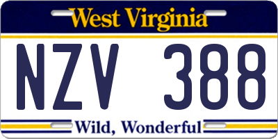 WV license plate NZV388