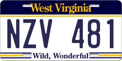WV license plate NZV481