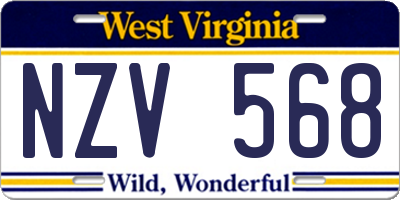 WV license plate NZV568