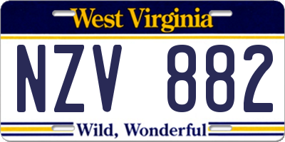 WV license plate NZV882
