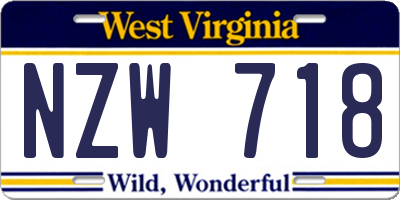 WV license plate NZW718