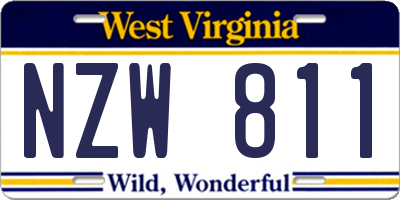 WV license plate NZW811