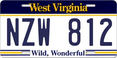 WV license plate NZW812
