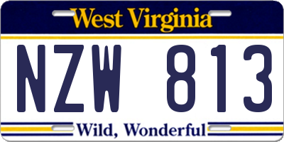 WV license plate NZW813