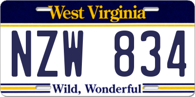 WV license plate NZW834