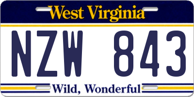 WV license plate NZW843
