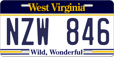 WV license plate NZW846