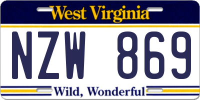 WV license plate NZW869